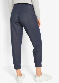 Pantalon 7/8 en molleton aspect jean