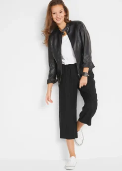 Pantalon 3/4 en viscose avec taille élastiquée