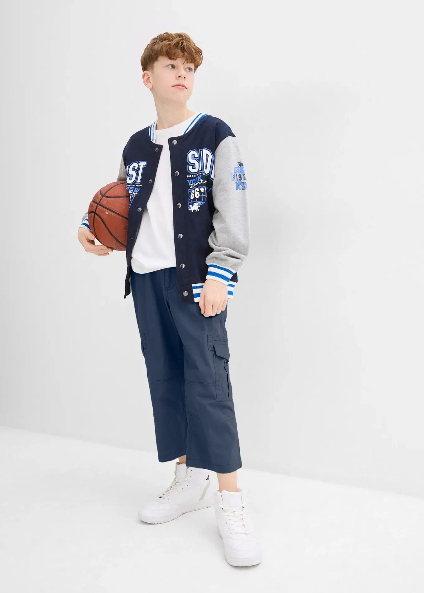 Pantalon 3/4 garçon 100% coton, loose