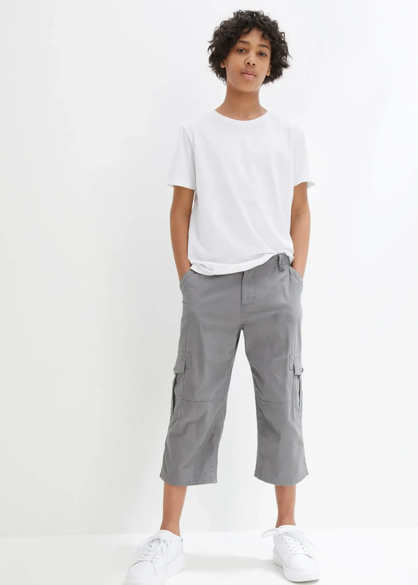 Pantalon 3/4 garçon 100% coton, loose