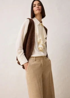 Pantalon à motif chevrons, laine majoritaire