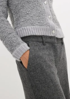 Pantalon à motif chevrons, laine majoritaire