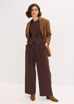 Pantalon à pinces avec taille élastiquée