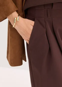 Pantalon à pinces avec taille élastiquée