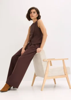 Pantalon à pinces avec taille élastiquée