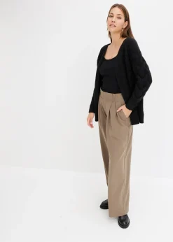 Pantalon à pinces avec taille élastiquée