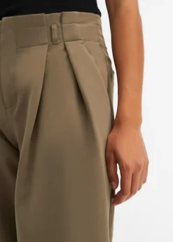 Pantalon à pinces avec taille élastiquée