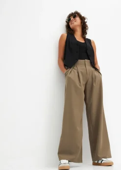 Pantalon à pinces avec taille élastiquée