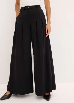 Pantalon à pinces avec ceinture (ens. 2 pces)