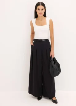 Pantalon à pinces avec ceinture (ens. 2 pces)