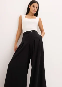 Pantalon à pinces avec ceinture (ens. 2 pces)