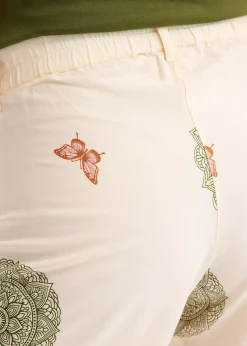 Pantalon à pinces en viscose avec imprimé bas de jambe