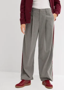 Pantalon à pinces et galon contrastant