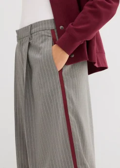 Pantalon à pinces et galon contrastant