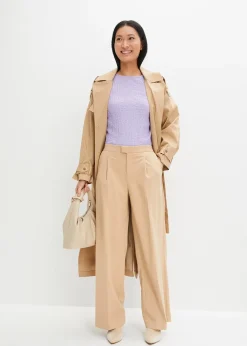 Pantalon à pinces et taille élastiquée