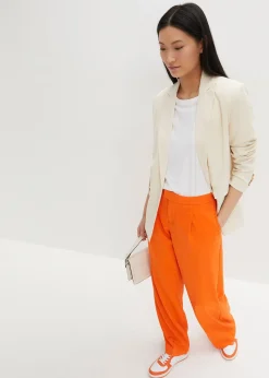 Pantalon à pinces et taille élastiquée