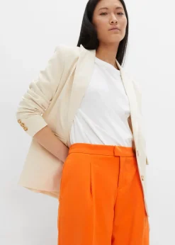 Pantalon à pinces et taille élastiquée