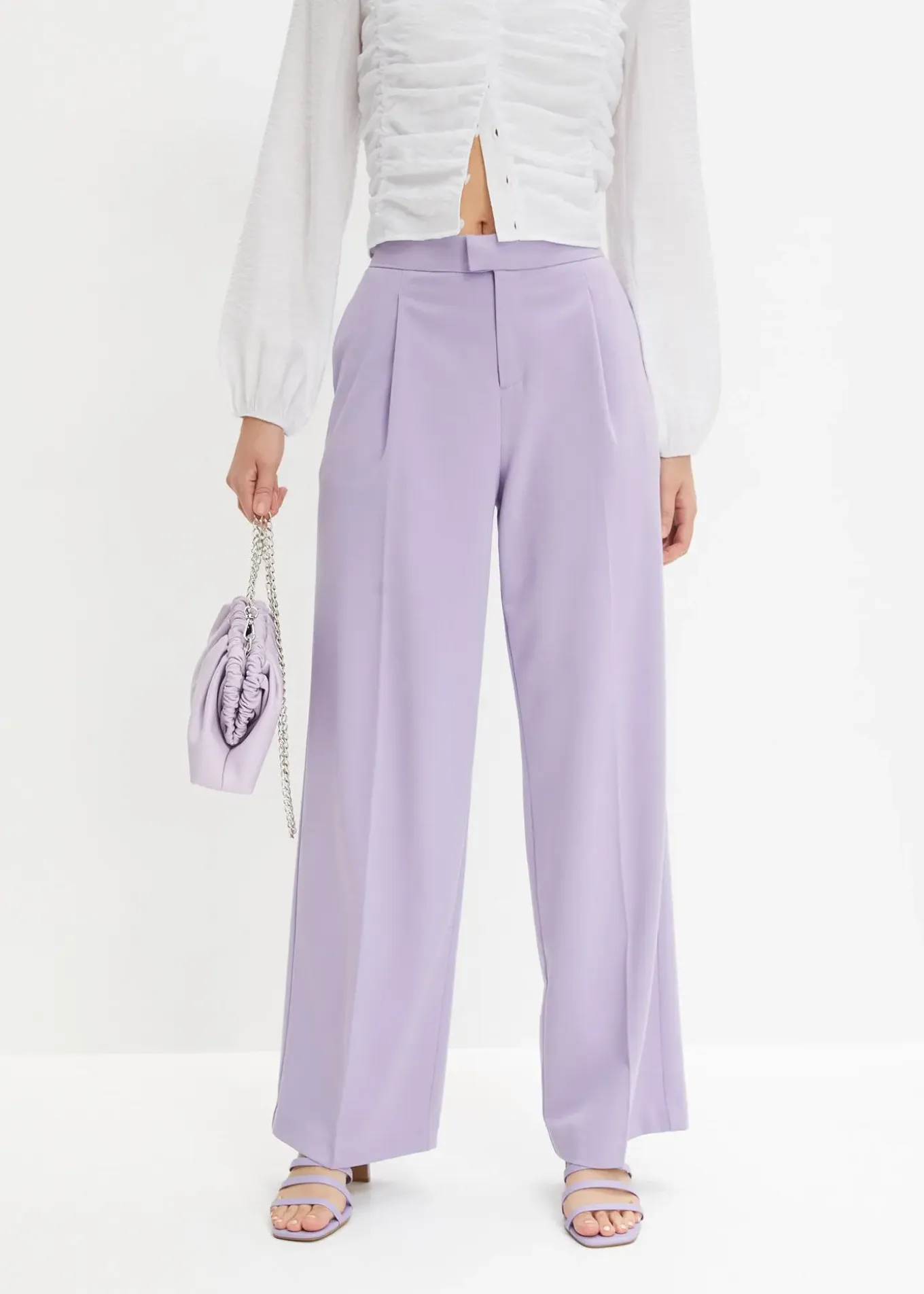 Pantalon à pinces et taille élastiquée