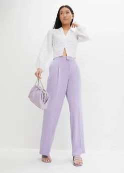 Pantalon à pinces et taille élastiquée