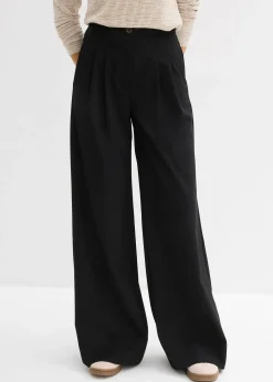 Pantalon à pinces et taille élastiquée