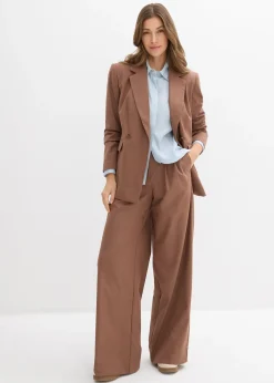 Pantalon à pinces et taille élastiquée