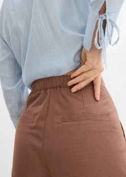 Pantalon à pinces et taille élastiquée