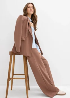 Pantalon à pinces et taille élastiquée