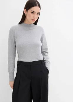 Pantalon à pinces, taille élastiquée et fente