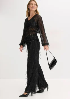 Pantalon à sequins et franges