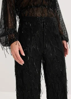 Pantalon à sequins et franges