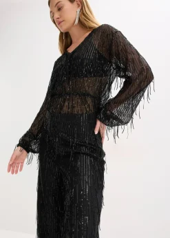 Pantalon à sequins et franges