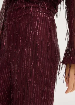 Pantalon à sequins et franges