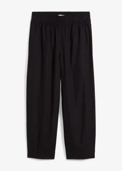 Pantalon 7/8 taille élastiquée en lin mélangé