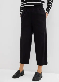 Pantalon 7/8 taille élastiquée en lin mélangé