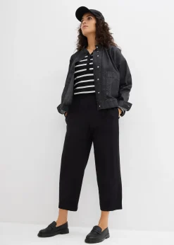 Pantalon 7/8 taille élastiquée en lin mélangé