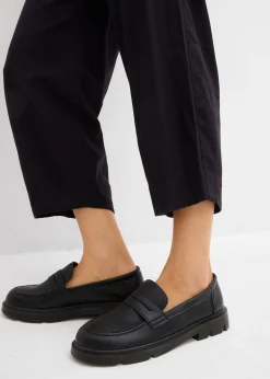 Pantalon 7/8 taille élastiquée en lin mélangé