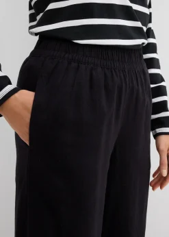 Pantalon 7/8 taille élastiquée en lin mélangé