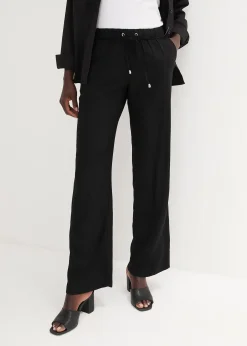 Pantalon à taille élastiquée en viscose