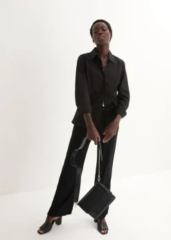 Pantalon à taille élastiquée en viscose