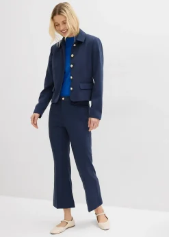 Pantalon 7/8 évasé avec bouton décoratif