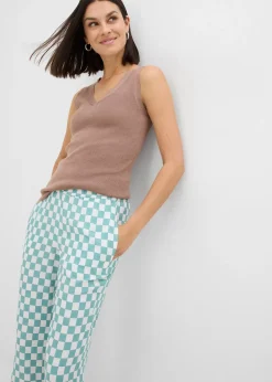 Pantalon ample à carreaux, en viscose fluide