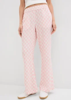 Pantalon ample à carreaux, en viscose fluide