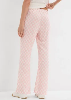 Pantalon ample à carreaux, en viscose fluide