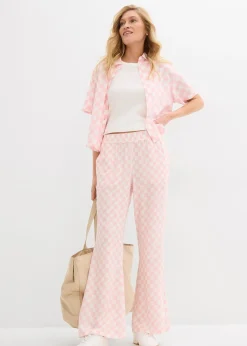 Pantalon ample à carreaux, en viscose fluide