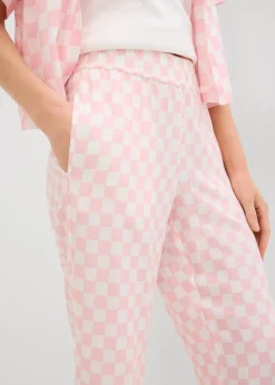 Pantalon ample à carreaux, en viscose fluide