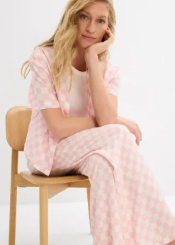 Pantalon ample à carreaux, en viscose fluide