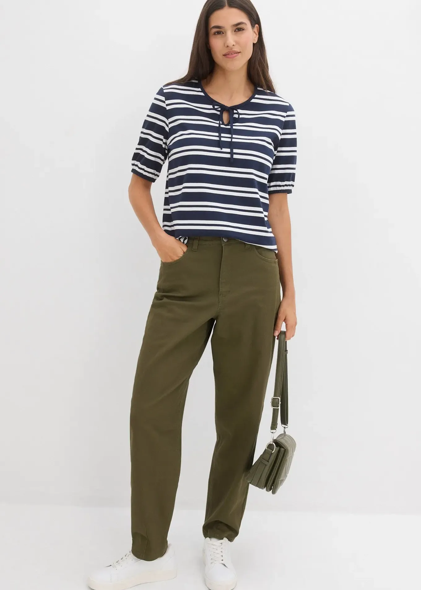 Pantalon barrel à taille élastiquée