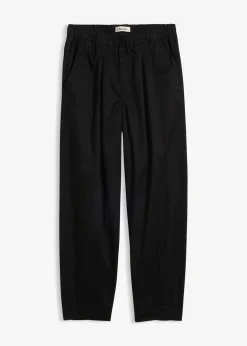 Pantalon barrel en twill à taille élastiquée