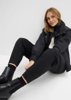 Pantalon barrel en twill à taille élastiquée