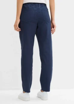 Pantalon barrel en twill, taille mi-haute élastiquée